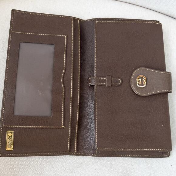 VIntage Gucci Wallet Trifold Brown Monogram GG Passport Sherry Line Canvas 80s - Picture 13 of 16